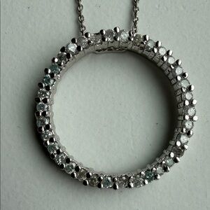 Elegant Silver and White Crystal Pendant Necklace 18 inches